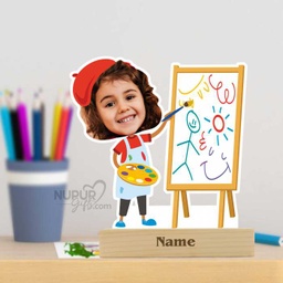 [cari13] Painter | Artist Personalized Caricature Photo Stand for Creative Kids