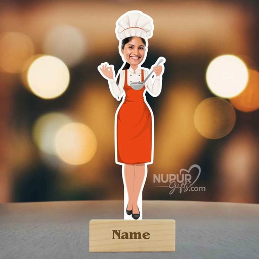 [cari16] Lady Chef Personalized Caricature Photo Stand