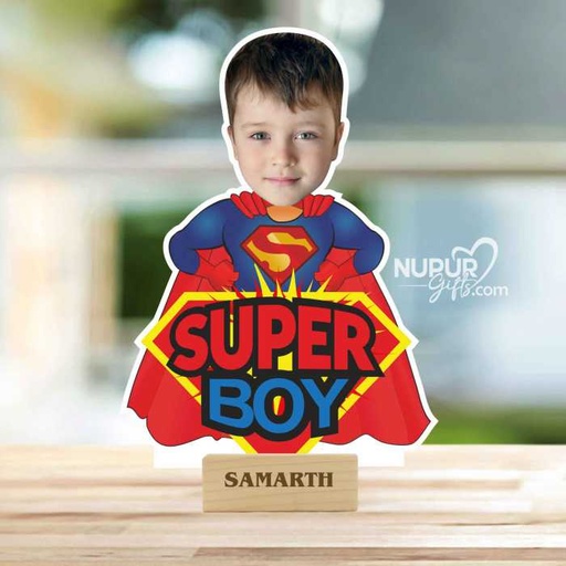 [cari22] Super Boy Personalized Caricature Photo Stand for Kids