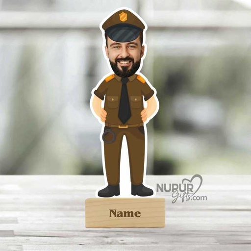 [cari23] Police Officer Personalized Caricature Photo Stand