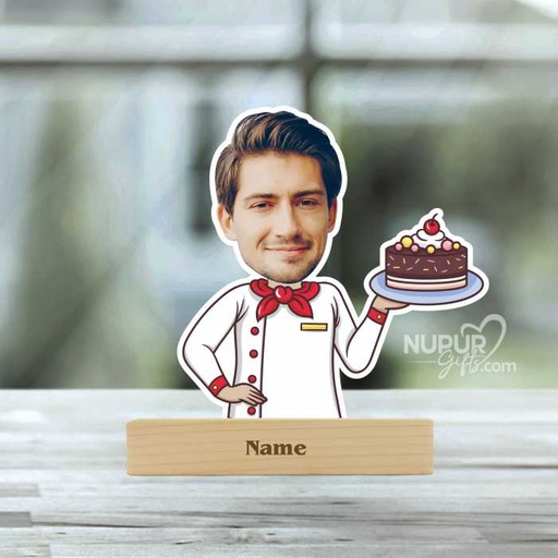 [cari26] Male Baker Chef Personalized Caricature Photo Stand